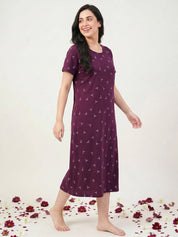 Purple Bow Print Hosiery Nighty