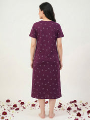 Purple Bow Print Hosiery Nighty