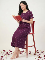 Purple Bow Print Hosiery Nighty