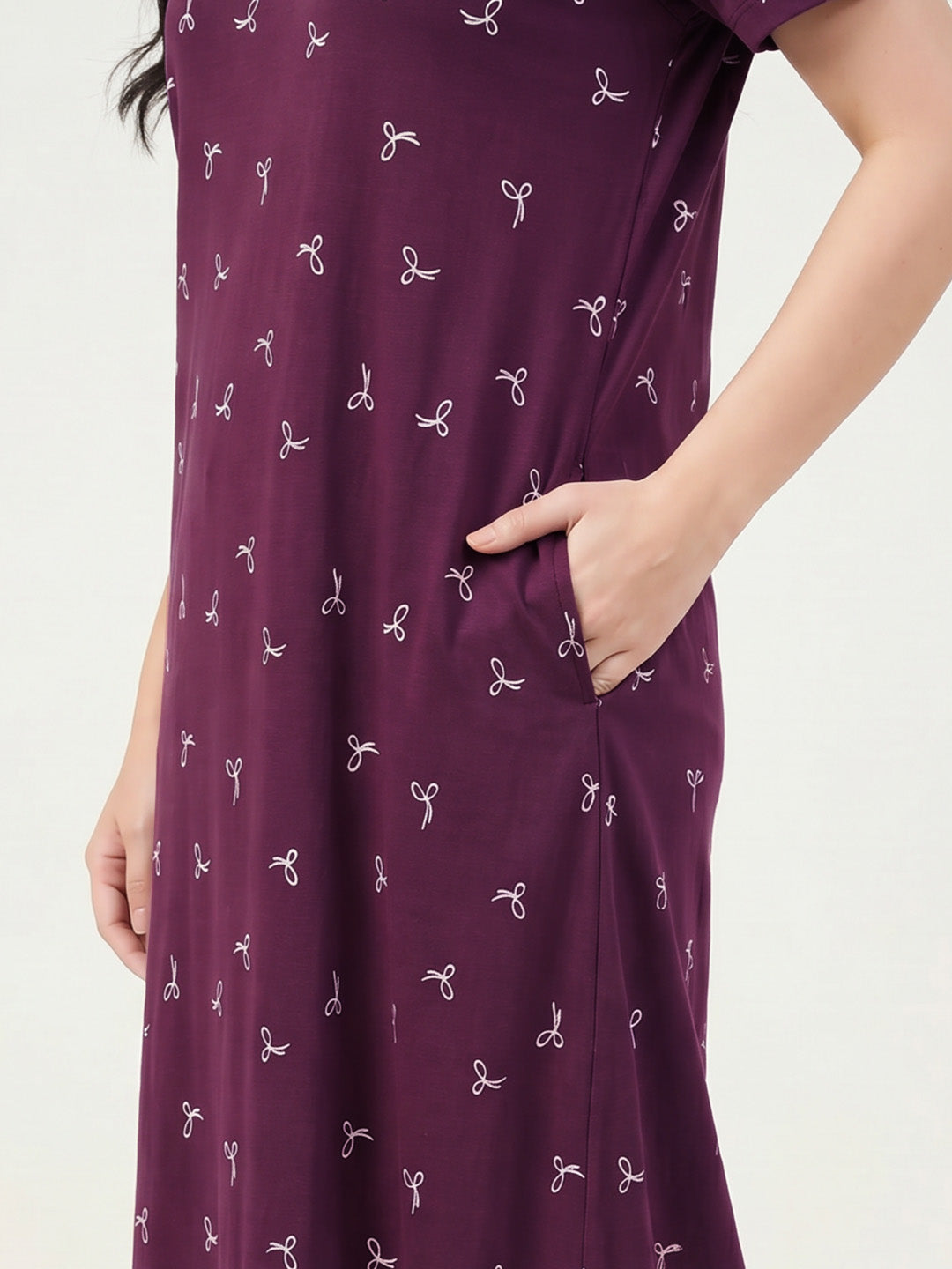 Purple Bow Print Hosiery Nighty