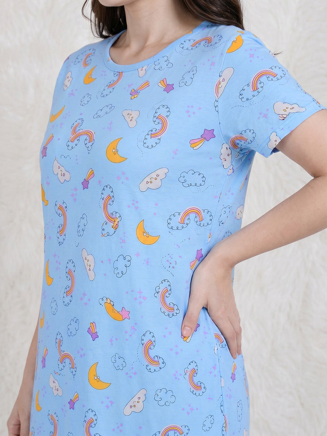 Blue Rainbow Print Hosiery Nighty