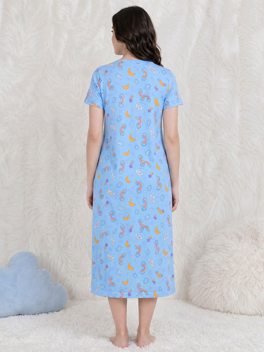 Blue Rainbow Print Hosiery Nighty