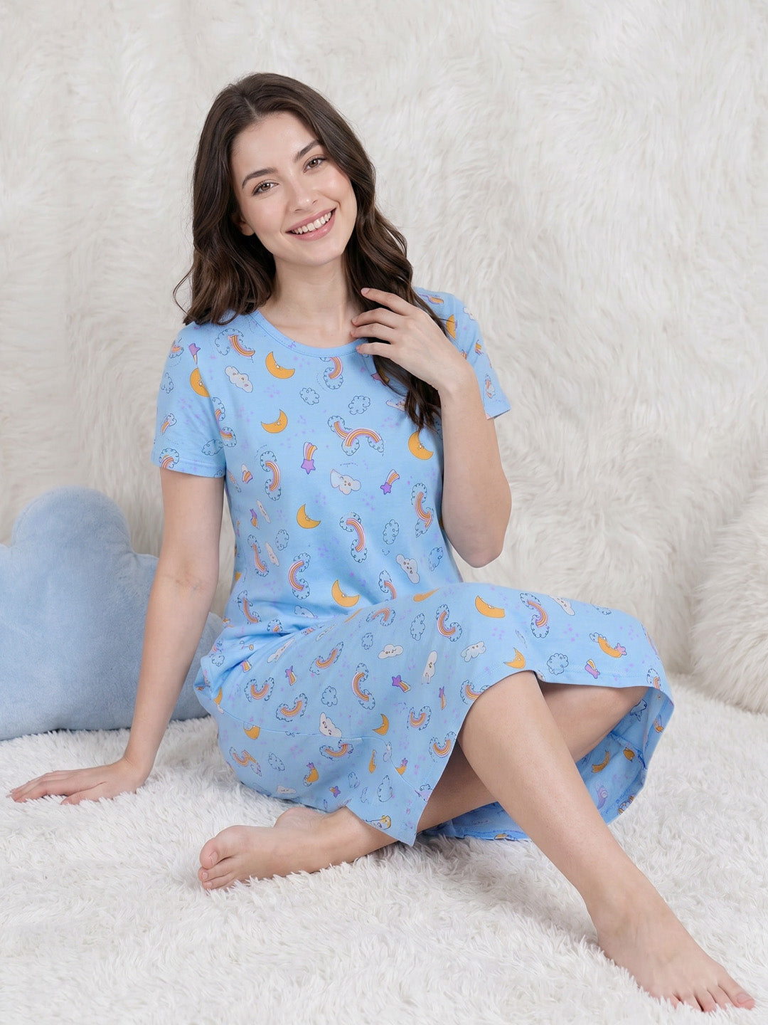 Blue Rainbow Print Hosiery Nighty