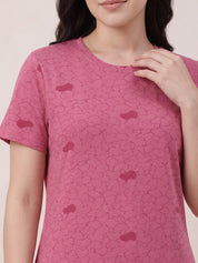 Pink Heart Print Hosiery Nighty