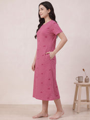 Pink Heart Print Hosiery Nighty