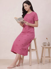 Pink Heart Print Hosiery Nighty
