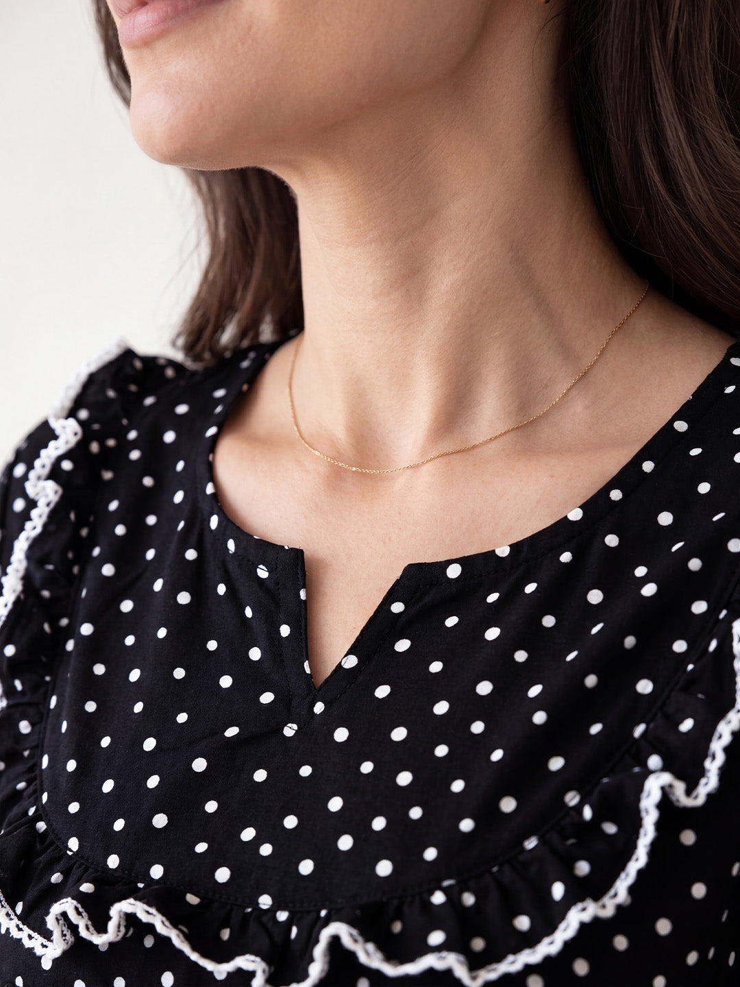 Black Polka Dot Rayon Maternity Nighty