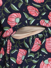 Printed Blue Cotton Maternity Nighty