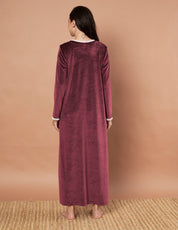 Burgundy Solid Velvet Winter Nighty