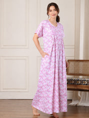 Pink Floral Pure Cotton Nighty