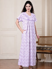 Lavender Floral Pure Cotton Nighty
