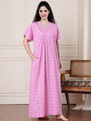 Pink Floral Pure Cotton Nighty