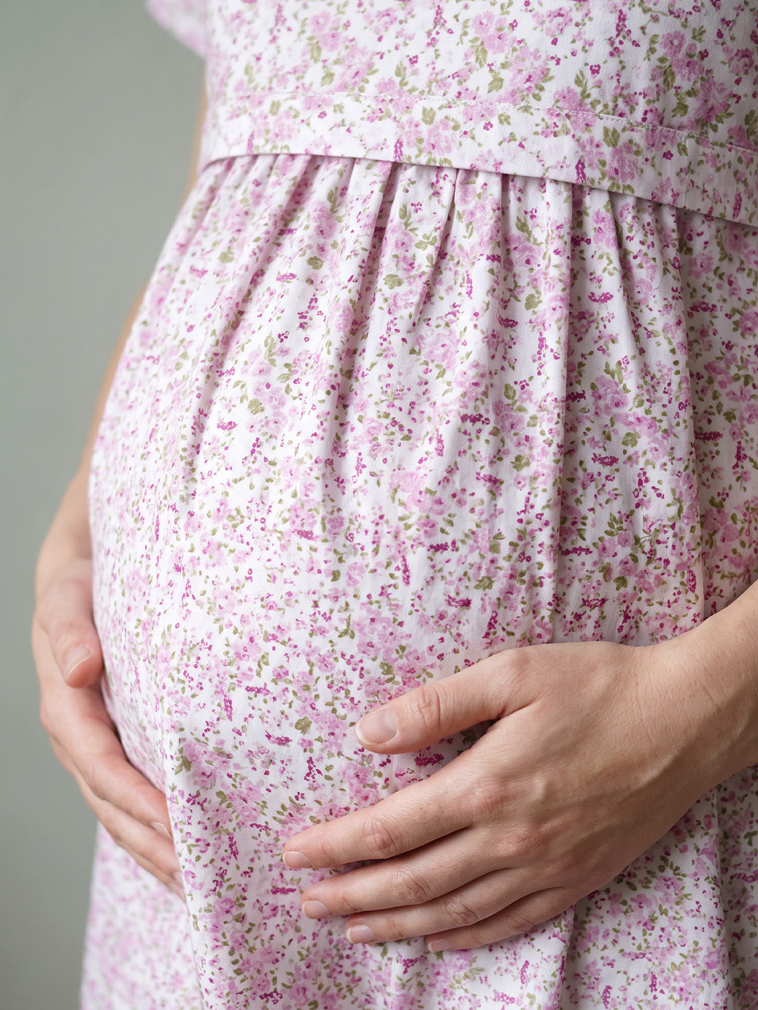 Pink Floral Cotton Maternity Nighty