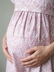 Pink Floral Cotton Maternity Nighty
