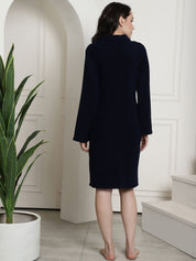 Navy Blue Woolen Maternity Nightdress
