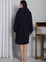 Navy Hoodie Winter Maternity Nightdress