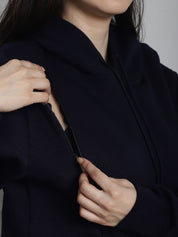 Navy Hoodie Winter Maternity Nightdress
