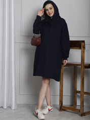 Navy Hoodie Winter Maternity Nightdress
