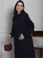Navy Hoodie Winter Maternity Nightdress