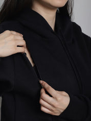 Secret Wish Black Hoodie Winter Maternity Nightdress