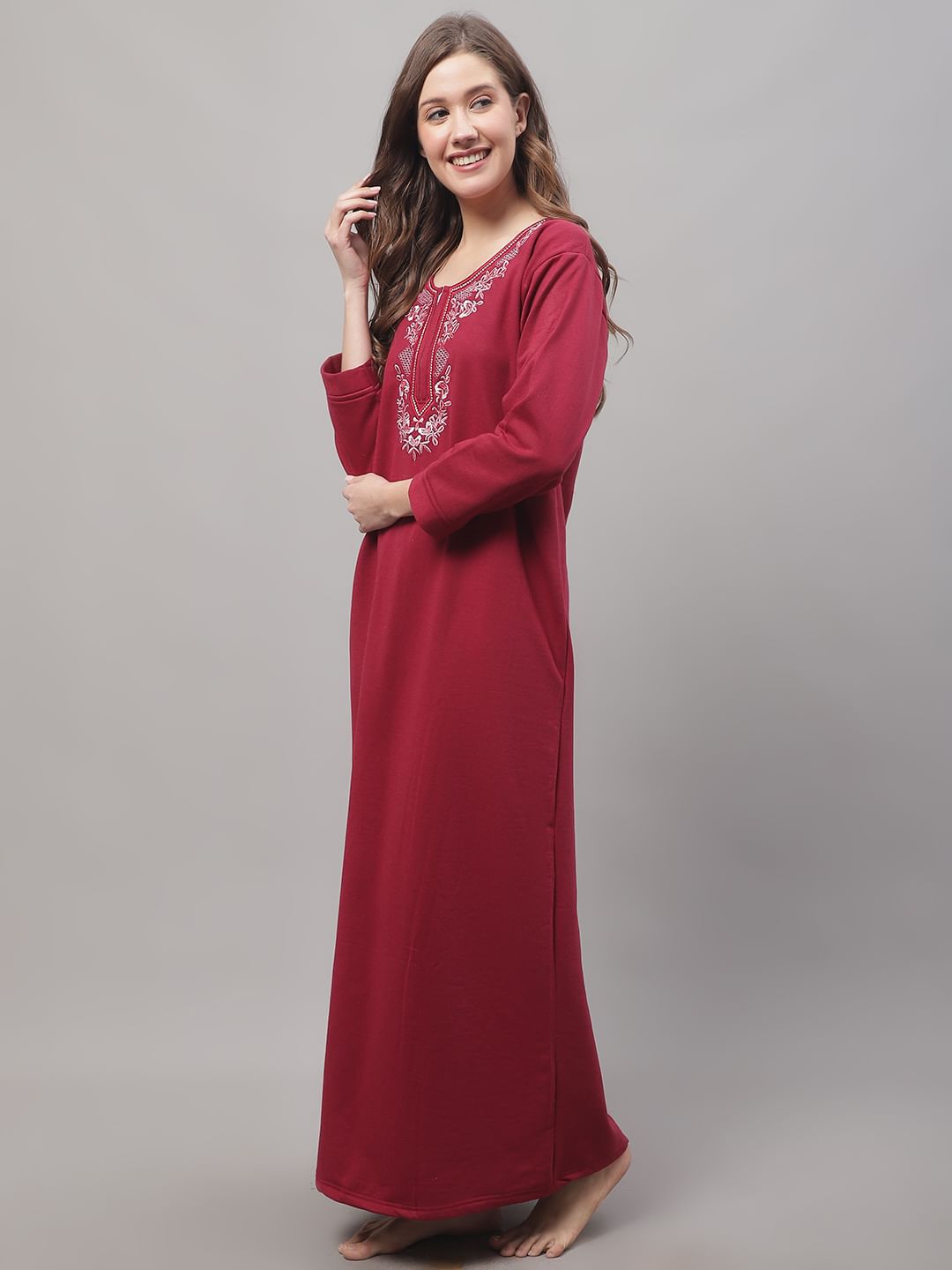 Maroon Woolen Nighty