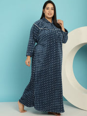 Blue Woolen Plus size Nighty