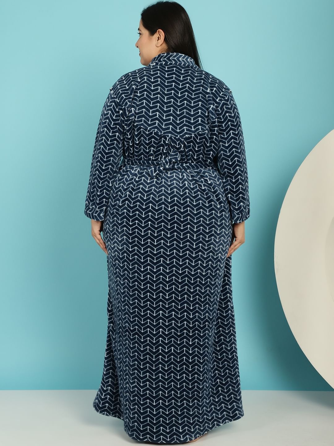 Blue Woolen Plus size Nighty
