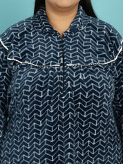 Blue Woolen Plus size Nighty