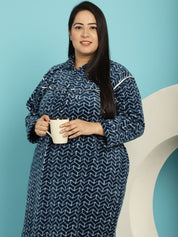 Blue Woolen Plus size Nighty