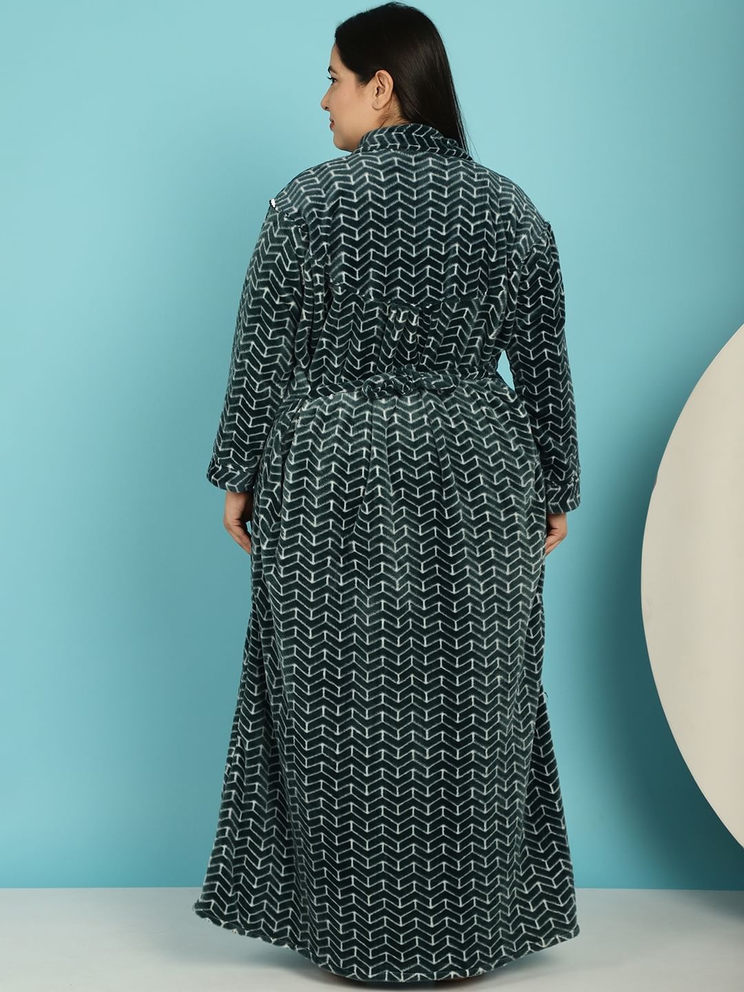 Green Printed Woolen Plus size Nighty