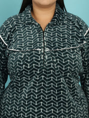 Green Printed Woolen Plus size Nighty