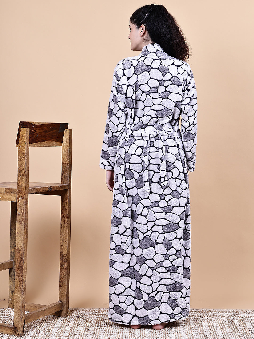 Grey Abstract Fur Winter Maternity Nighty