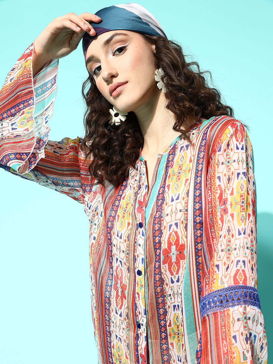 Multi Colour Printed Swimwear CoverUp Dress