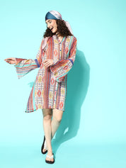 Multi Colour Printed Swimwear CoverUp Dress