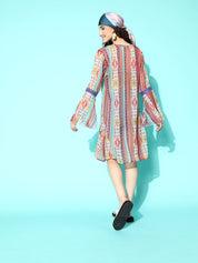Multi Colour Printed Swimwear CoverUp Dress