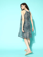 Aqua Bubble Printed Teal Swimwear CoverUp Dress