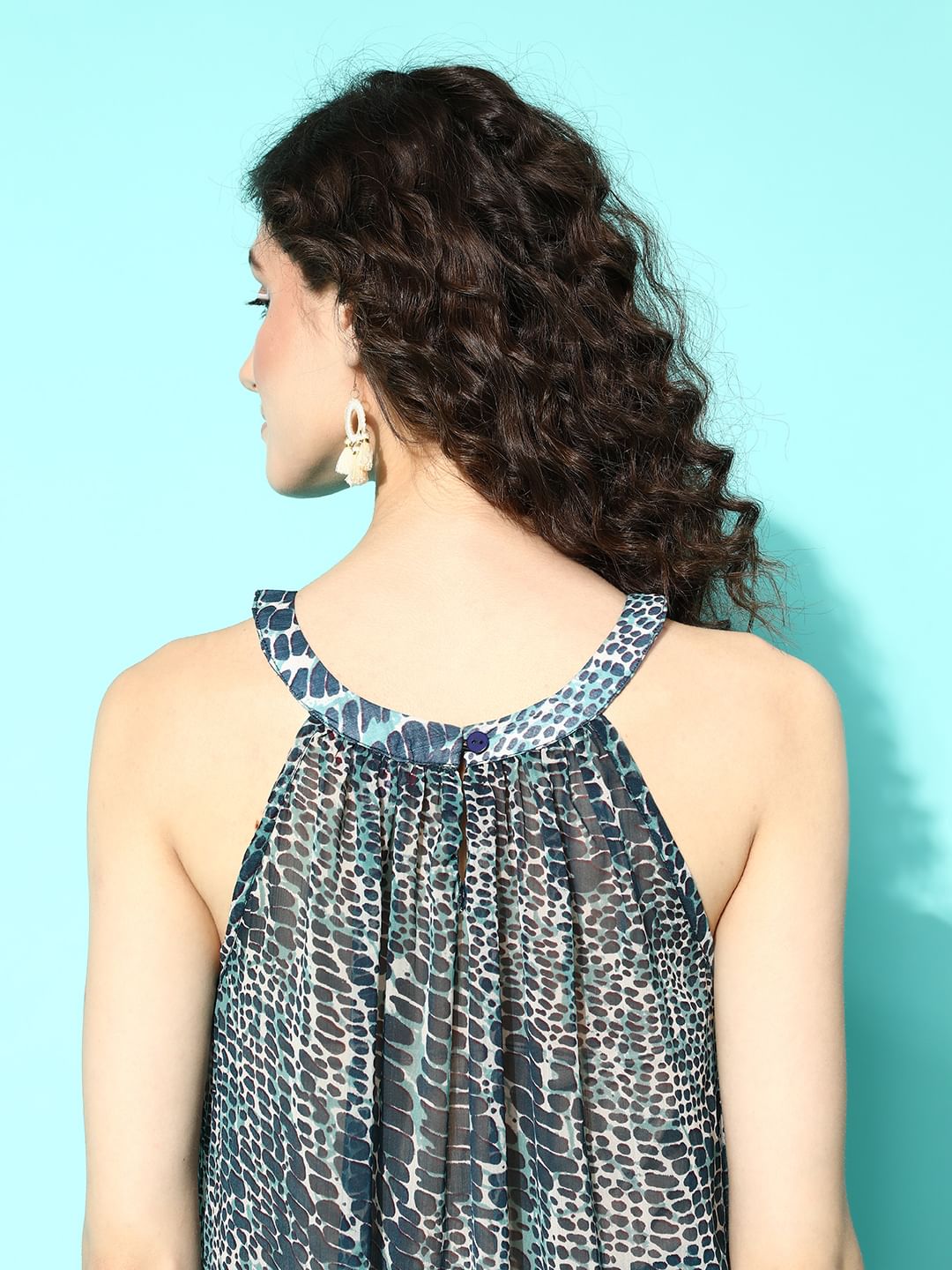 Aqua Bubble Printed Teal Swimwear CoverUp Dress