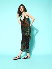 Tropical Leaf Print Swimwear CoverUp Sarong Dress
