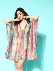 Multi Color Print Swimwear CoverUp Dress