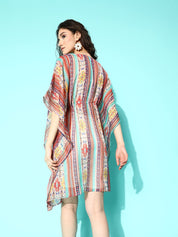 Multi Color Print Swimwear CoverUp Dress