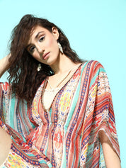 Multi Color Print Swimwear CoverUp Dress