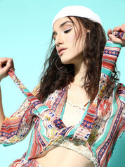 Multi Color Print Swimwear CoverUp Co-Ord set