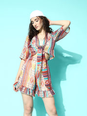 Multi Color Print Swimwear CoverUp Co-Ord set