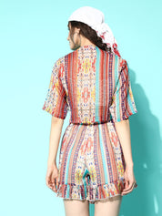 Multi Color Print Swimwear CoverUp Co-Ord set