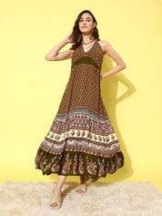 Ethnic Motifs Printed Beachwear Cover Up Dress