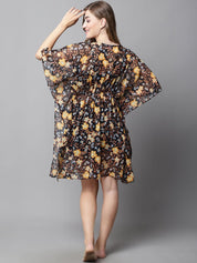 Black & Yellow Floral Cover Up Dress