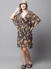 Black & Yellow Floral Cover Up Dress