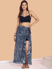Teal Animal Print Swimwear Cover Up Sarong
