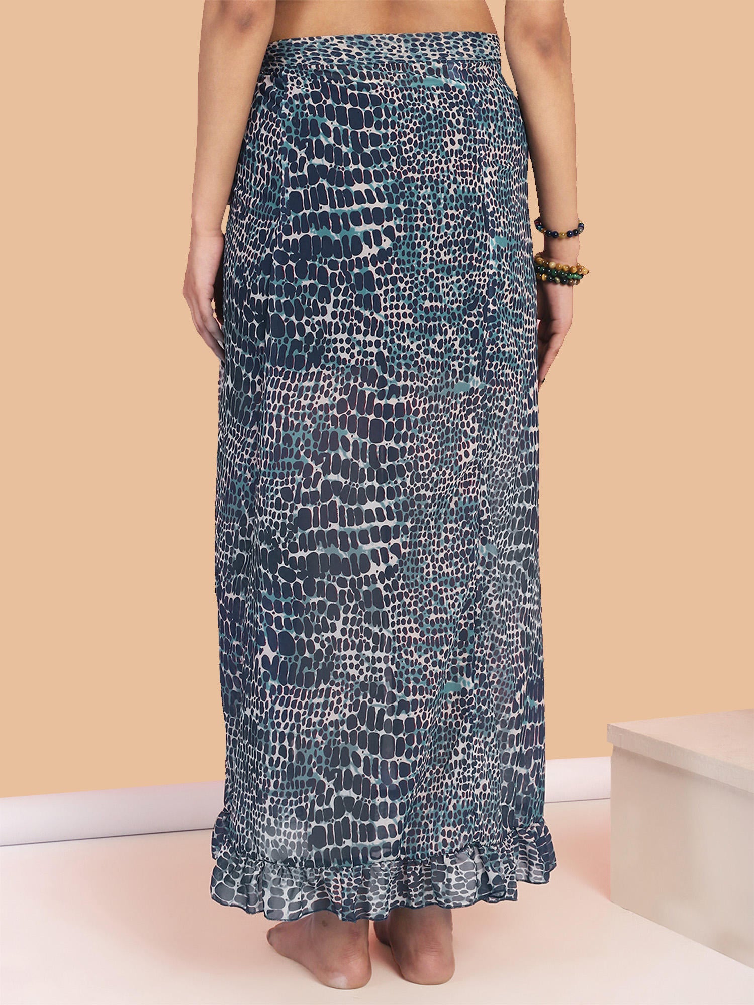 Teal Animal Print Swimwear Cover Up Sarong
