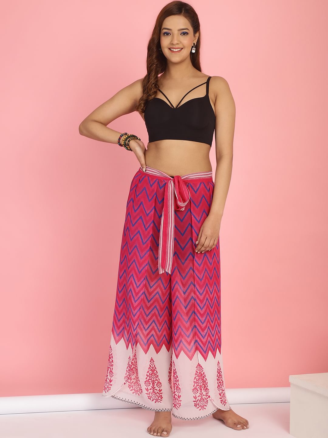 Pink Swimwear Cover-Up Wrap Pants
